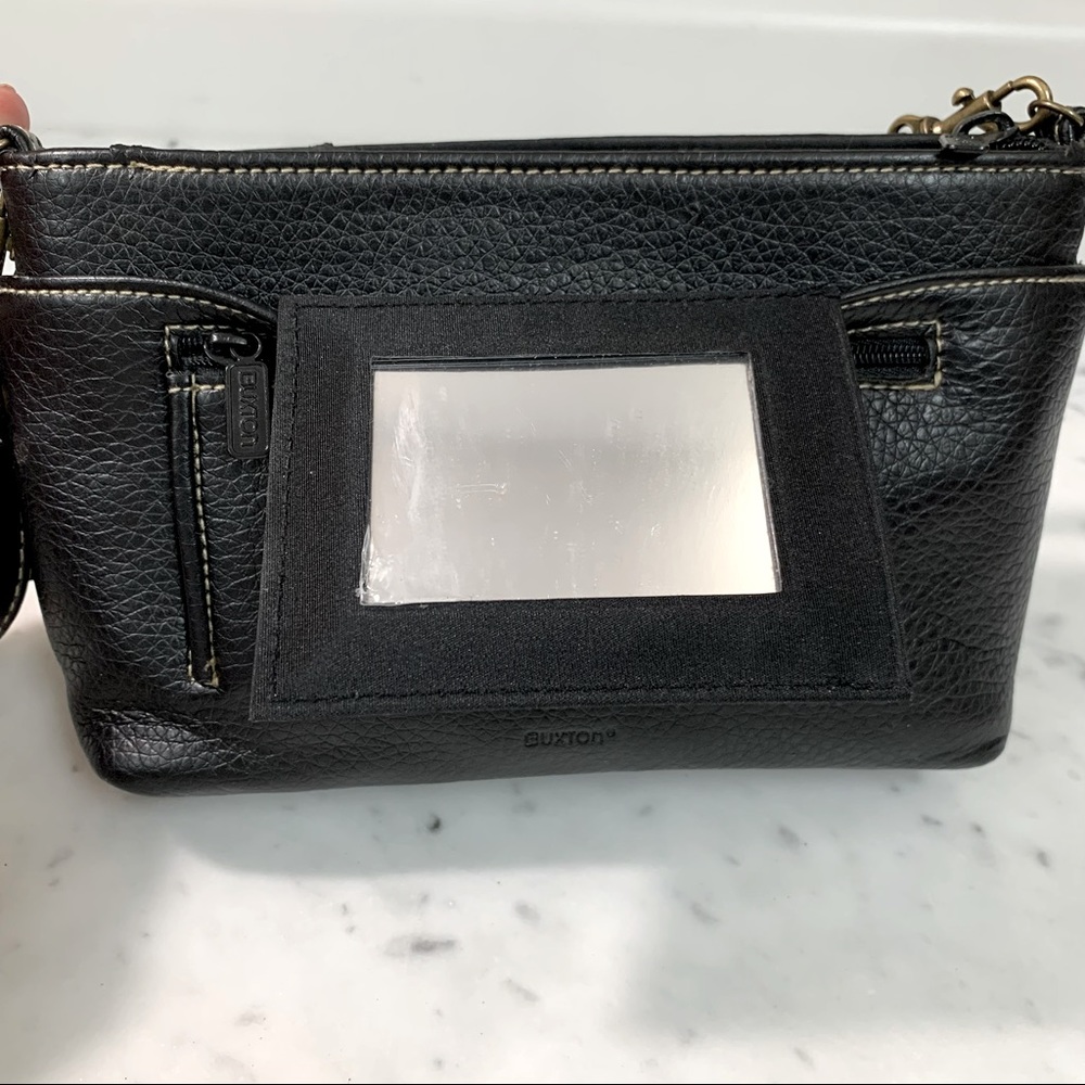 BUXTON Leather Organizer Convertible Black Wristlet Crossbody 5x9 New - Picture 5 of 11